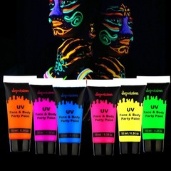 Glow in the Dark UV Face and Body Paint 6*10ml Neon Blacklight 0.34oz Reactiv…