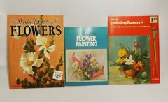 3 Vintage Flower Painting Books Lot-Claude Parsons, Golden Press & Craftint