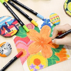 30 Colors Acrylic Paint Markers, Dual Tip Fine and Brush Tips Detailed Art New
