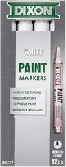 Dixon Paint Markers, Medium Tip, Box of 12, WHITE (80229)