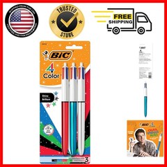 Bic 4-Color Retractable Ballpoint Pen Assorted Ink 1mm Medium 3/Pack MMP31