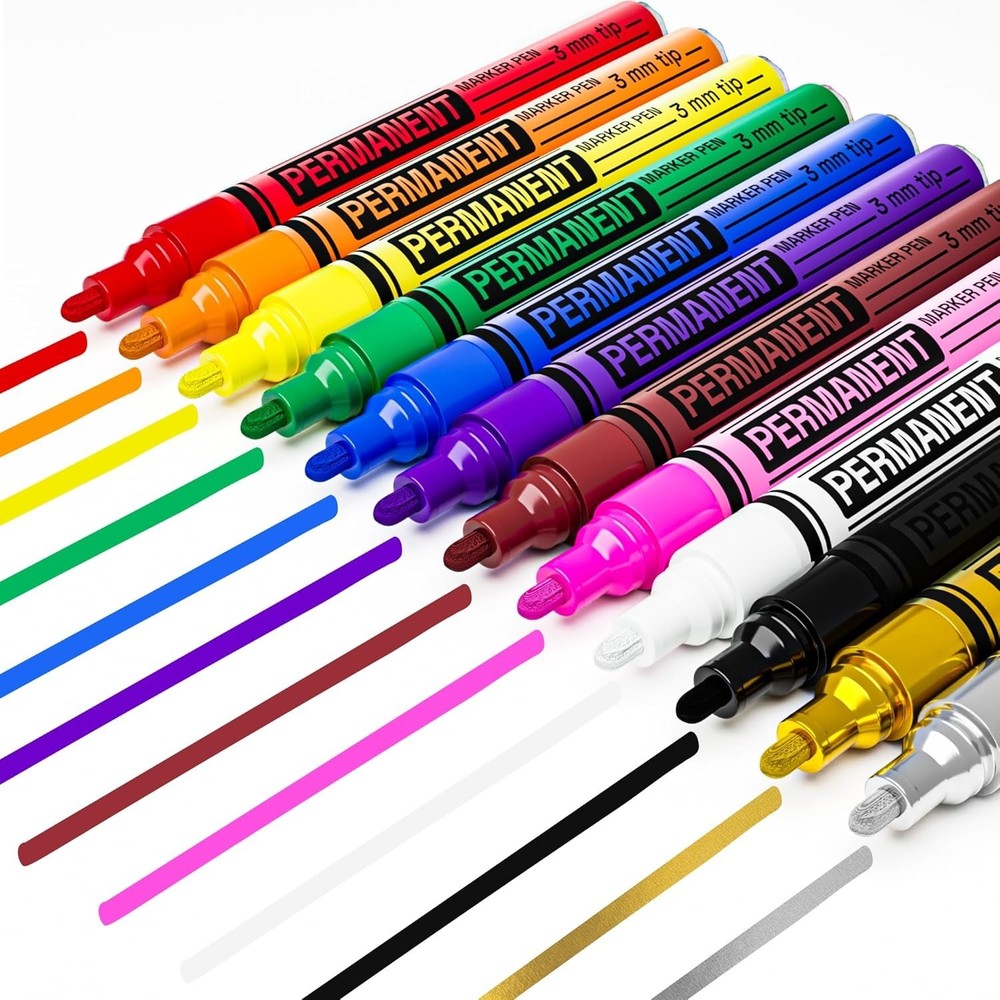 ARTISTRO 12 Oil Based Paint Markers Medium Tip Wood Rock Metal Glass