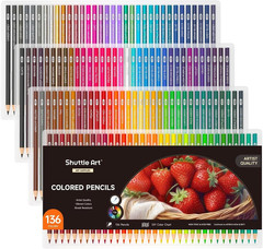 136 Coloured Pencils Soft Core Colouring Pencils Set for Adult New
