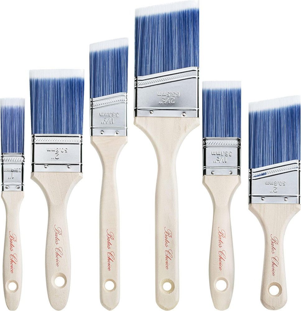 Paint Brushes 6-Pack Angle Brushes in Assorted Sizes for All Latex and Oil Paint