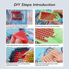 Camper Van Diamond Art Kits for Adults – 5D Full Drill Round Diamond Painting