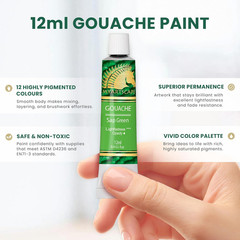 Gouache Paint Set, 12 Colors, 12 X 0.4 Fl Oz (12 Ml) Tubes, Artist Quality High