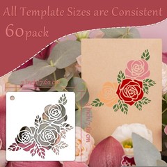 60 Pcs Flower Stencils for Painting Reusable DIY Painting Stencils, 3×3 Inch …