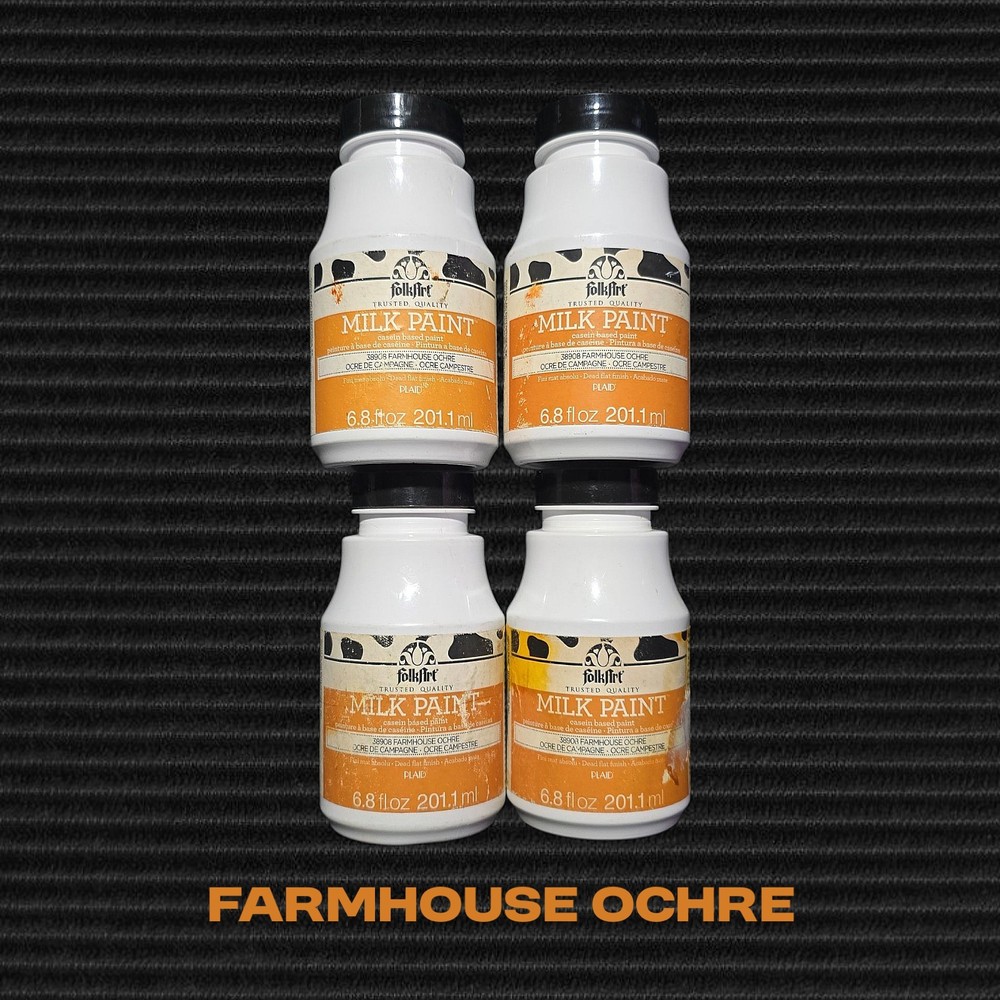 4x FolkArt Milk Paint 6.8 fl oz – Paint Lot (FARMHOUSE OCHRE) #38908
