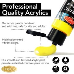 36 Color Acrylic Paint Set 2oz Bottles w Brushes Non Toxic Art Craft Kit