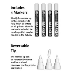White tire Paint Marker for Car Tire Lettering – 4 Pack – Permanent Tire Pain…