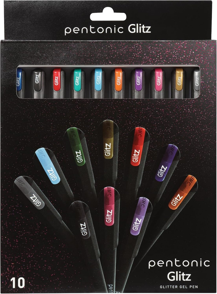Glitter Gel Pens, 10 Count, 10 Assorted Colors, 1.0 mm Bold Point, Smooth Writin