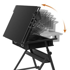 Adjustable Height Drafting Drawing Table Tiltable Tabletop Edge Stopper Black