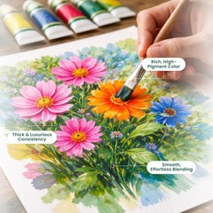 MyArtscape Gouache Paint Set 12 Artist Quality Colors 12ml – High Pigment Mat…
