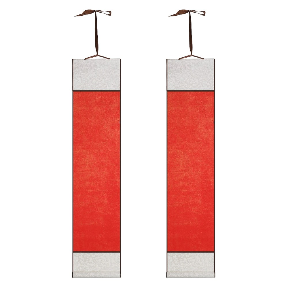 37.4″ x 8.7″ 2 Pcs Blank Hanging Scroll Paper Wood Rod, Red