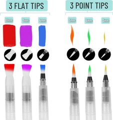 Mr. Pen- Watercolor Brush Pens, 6 pcs, Brushes Set, Large, White