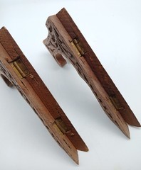 2 Vintage Carved Wood Easels Picture Plate Displays Stands India 7” 9”
