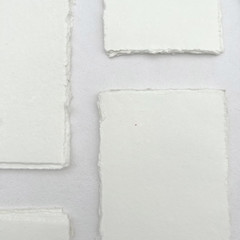 Premium Handmade Ivory White Paper 150 GSM Deckle Edge Mixed Media Sheets for Wa