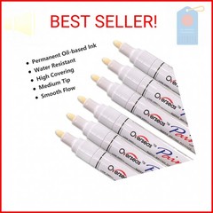 Overseas White Paint Markers Pens – Single color 6 Pack Permanent Oil Based Pain