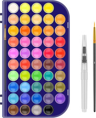 Paint Set, 48 Colors Non-Toxic Watercolor Paint with a Brush Refillable a Water