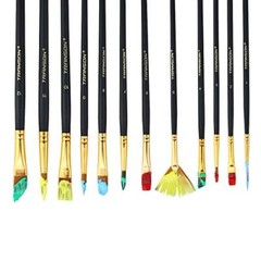 Art Painting Brush Assorted Set of 12 for Acrylic Watercolor Gouache Hobby