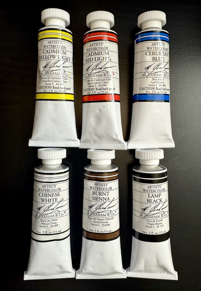 M Graham Artists’ Watercolor – Lot of (6) .5 oz (15 ml) Tubes – NEW, FAST Ship!