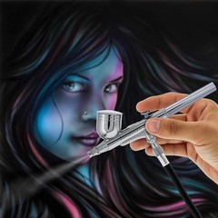 Dual Action Airbrush Gravity Feed MultiPurpose Art Model Cake Nail Gun 3 Nozzle
