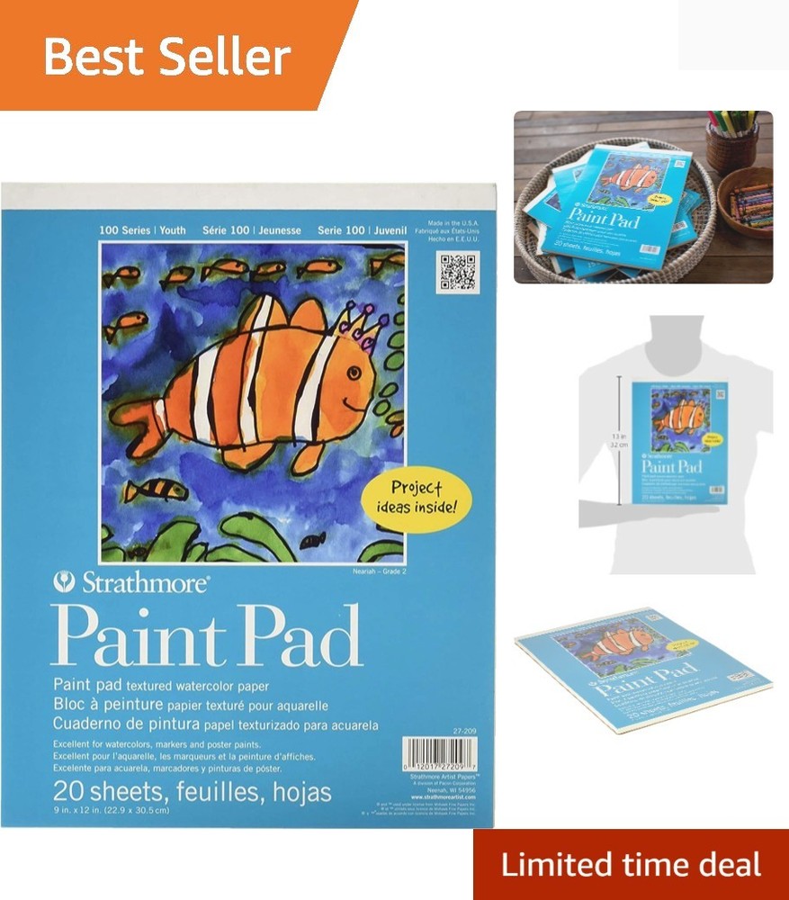27-209 100 Series Youth Paint Pad, 9 by 12″, 20 Sheets, White, 9×12