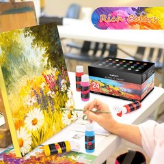 Caliart 24 Colors Acrylic Paint Set with 12 2 Fl Oz (Pack of 24), Regular