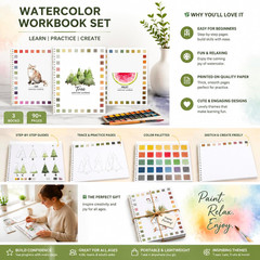 Watercolor Workbooks,16 Spiral-Bound Pages Dispersed Watercolor Workbook for Beg