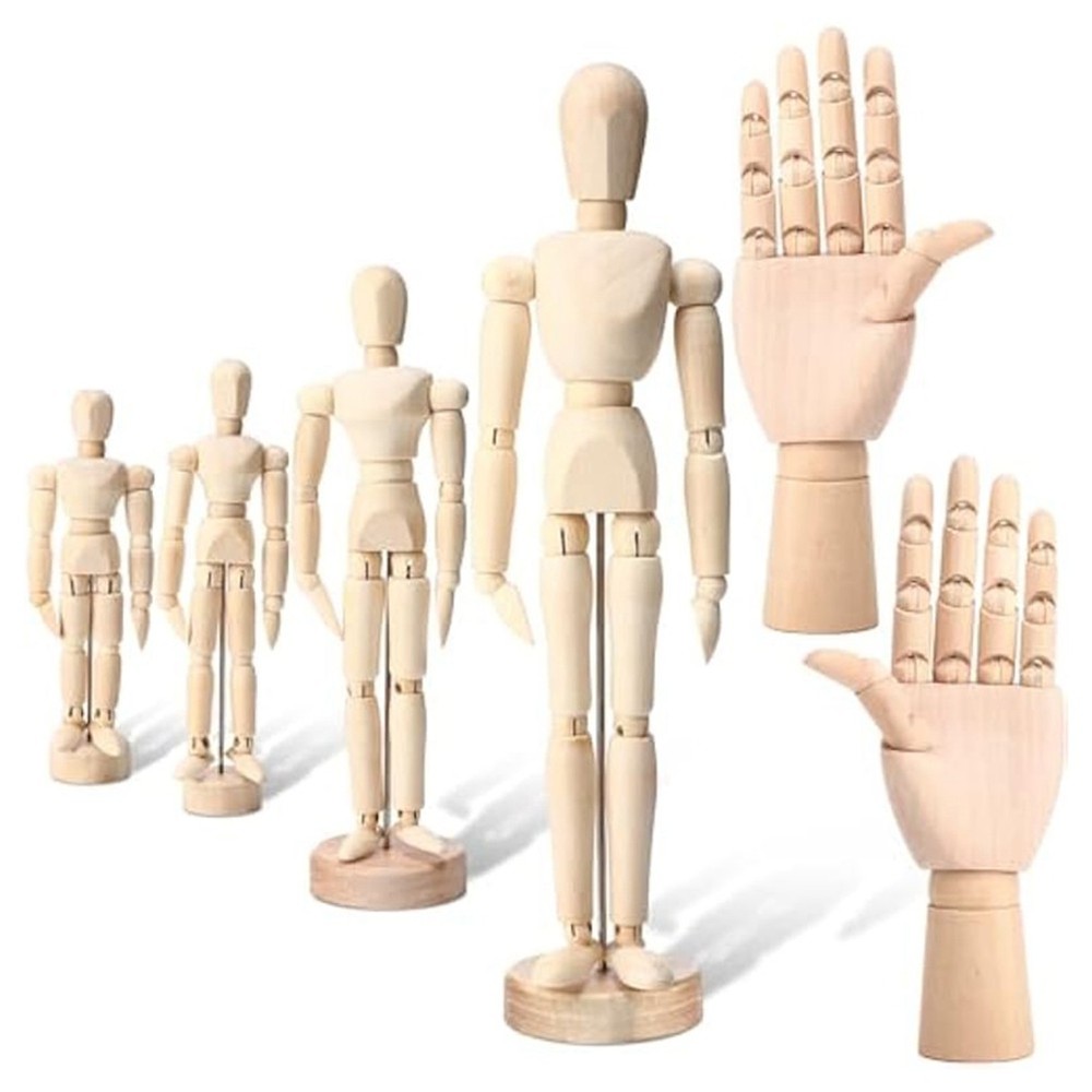 6Pack Artist Wooden Mannequin,4.5/5.5/8/12Inch Drawing Figure Model Wooden2509