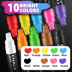 Window Chalk Markers for Blackboard，10 Colors Washable Glass Jumbo Liquid Chalk