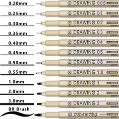 Muchcute Micro Fineliner Drawing Art Pens: 12 Black Fine Line Waterproof Ink Set