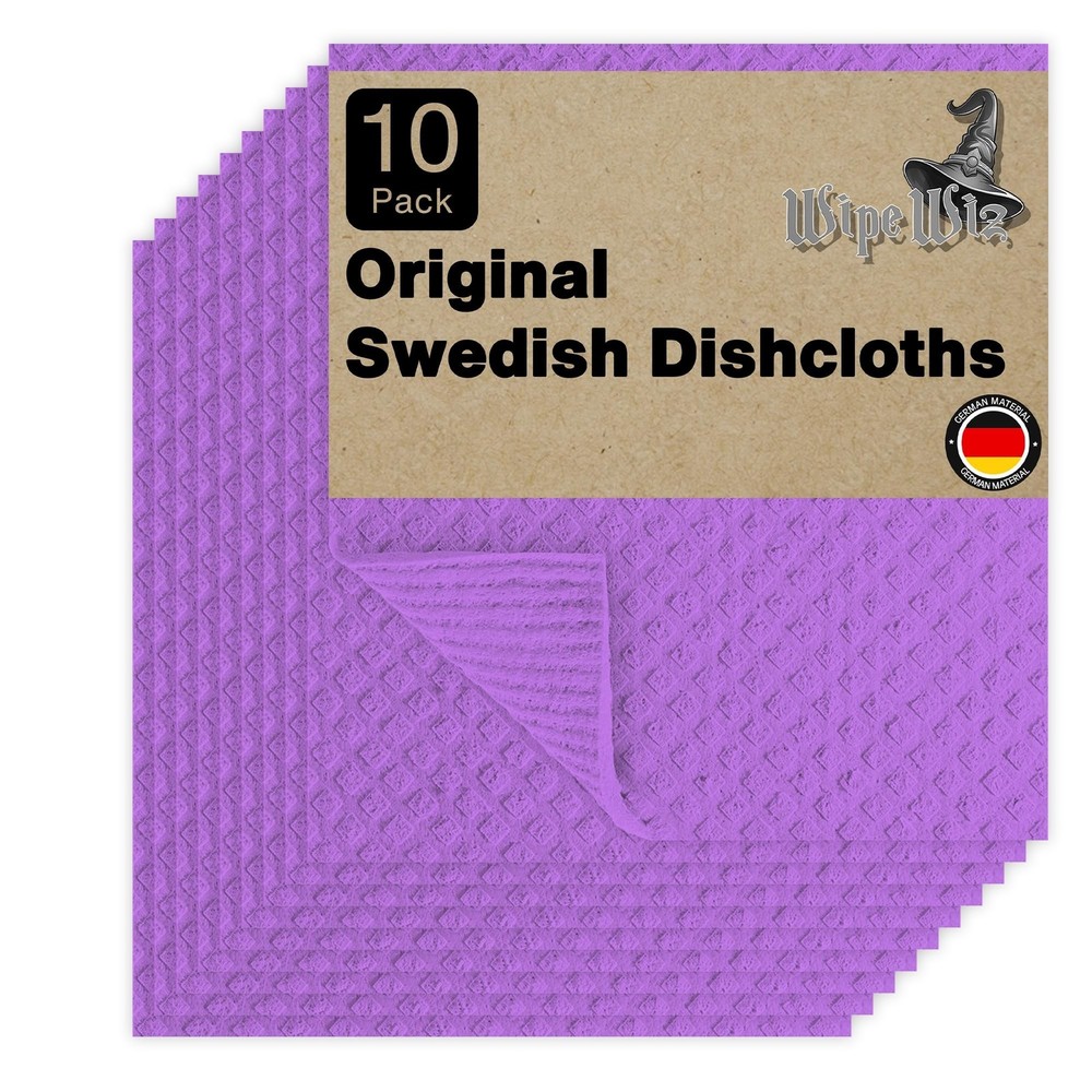 Swedish DishCloths – 10 Pack (Purple), (German Material) Reusable Cellulose S…