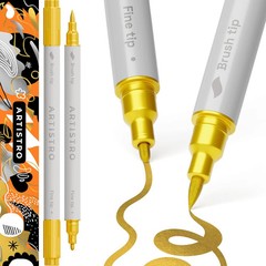 ARTISTRO 2 Gold Dual-Tip Acrylic Paint Pens – Multisurface Markers for Glass, Ro