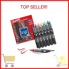 Sharpie Creative Markers, Water-Based Acrylic, Brush Tip, Assorted Colors, 12 Co