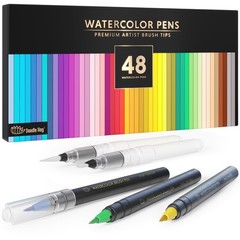 DOODLE HOG 48 Premium Watercolor Pens +2 1 Count (Pack of 50), 48 Colors