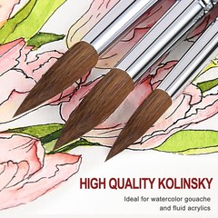 Kolinsky Watercolor Brush Set Pure Kolinsky Sable Hair Pointed Round Art Paintbr