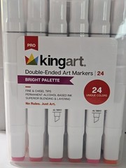 King Art Double Ended Markers 24 Bright Palette Permanent Alcohol Based Ink New