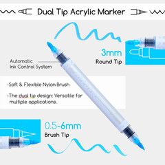 Artist Acrylic Paint Markers: 120 Colors Dual Tip Acrylic Marker with Brush & ro
