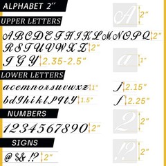 2 Inch Letter Symbol Stencils for Painting on Wood, 65 Pcs Alphabet Drawing T…