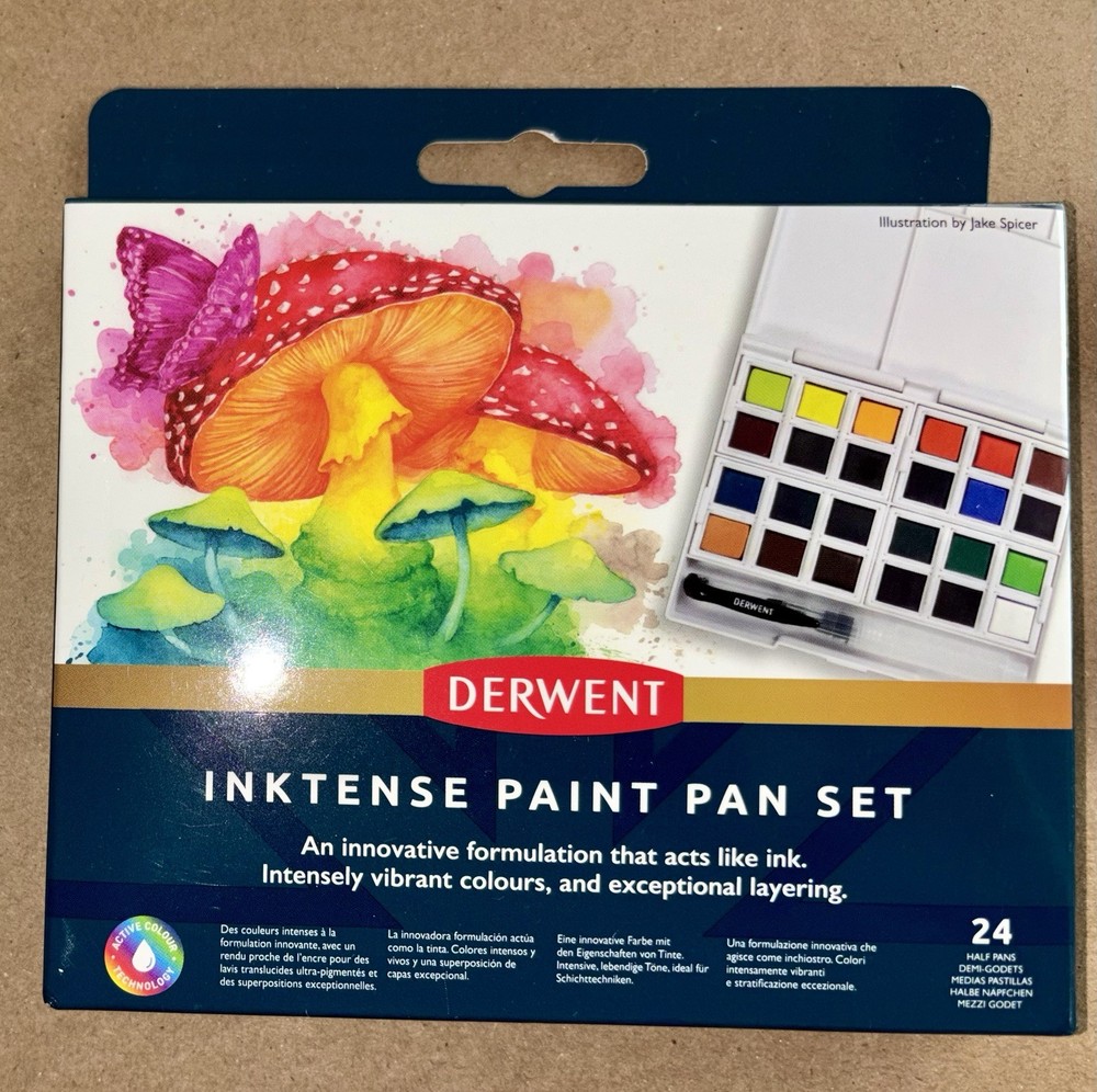Inktense Paint Pan Set 24 Half Pans Assorted Colors NEW 2306318 Brush Ink Art