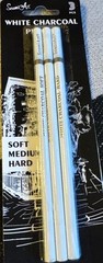 Professional 3 White Charcoal Pencils Set NEW Shipping Included