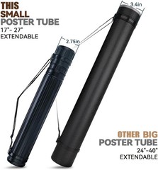 TRANSON Poster Tube Extendable 17 to 27 Document Blueprint Artwork Storage