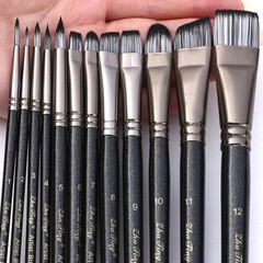 Professional Paint Brush Flat/Oblique/Round Tip for Artist Student Kid Adult