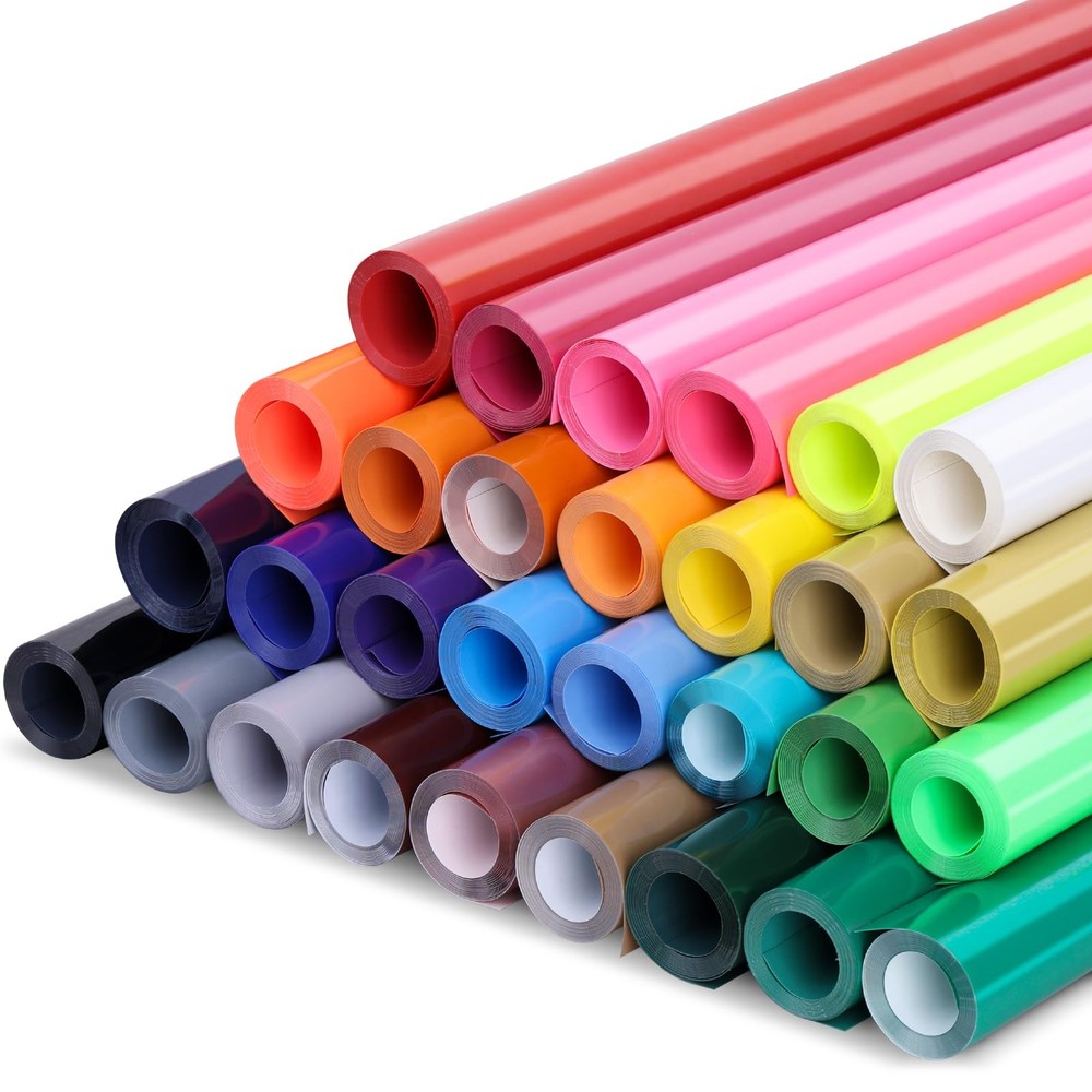 Heat Transfer Vinyl Rolls 30 Pack 90 FT HVT MC Bundle Bulk Iron Cricut T-Shirt