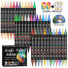 24/48/72 Colors Dual Tip Acrylic Paint Markers 12/24/36 Pack Art Markers Set Dra