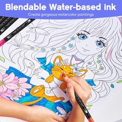 72 Colors Dual Brush Tip Coloring Markers Watercolor Fine Point Art Drawing