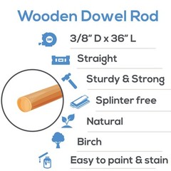 Wooden Dowel Rods 3/8 x 36 inch, Unfinished Sticks Crafts & DIY | Woodpeckers