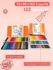 Woomer Colored Pencils 133 Colors, 162 Pcs Set with Paper for Artists