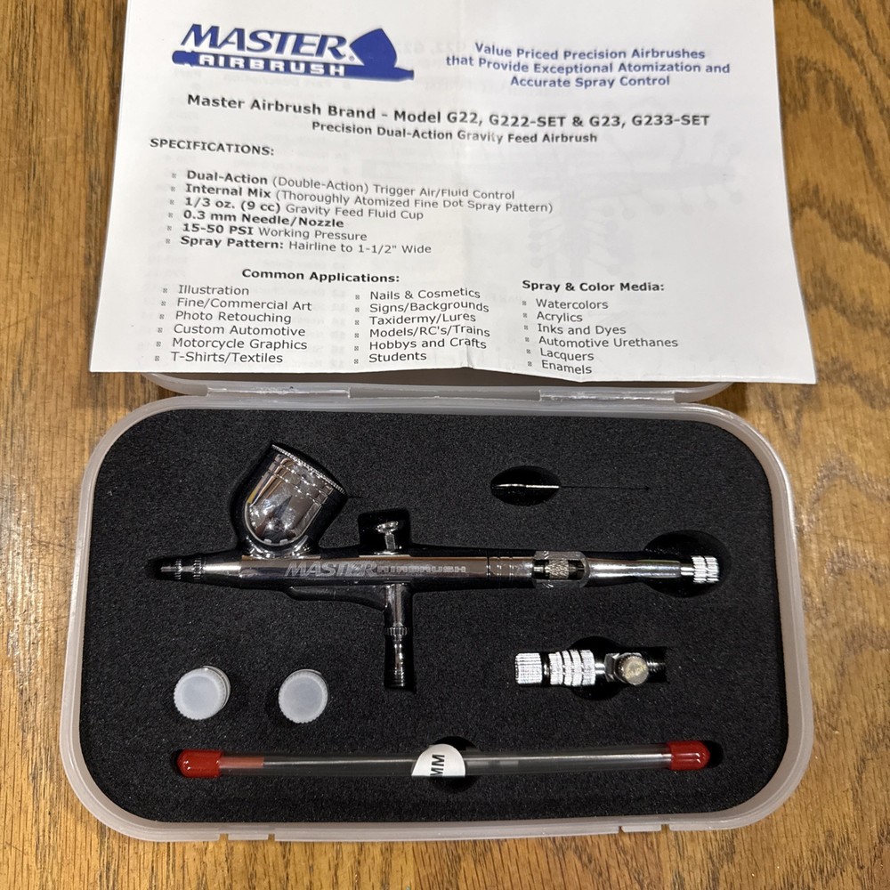 Brand New Master Airbrush G233 Gravity Feed Dual Action Airbrush